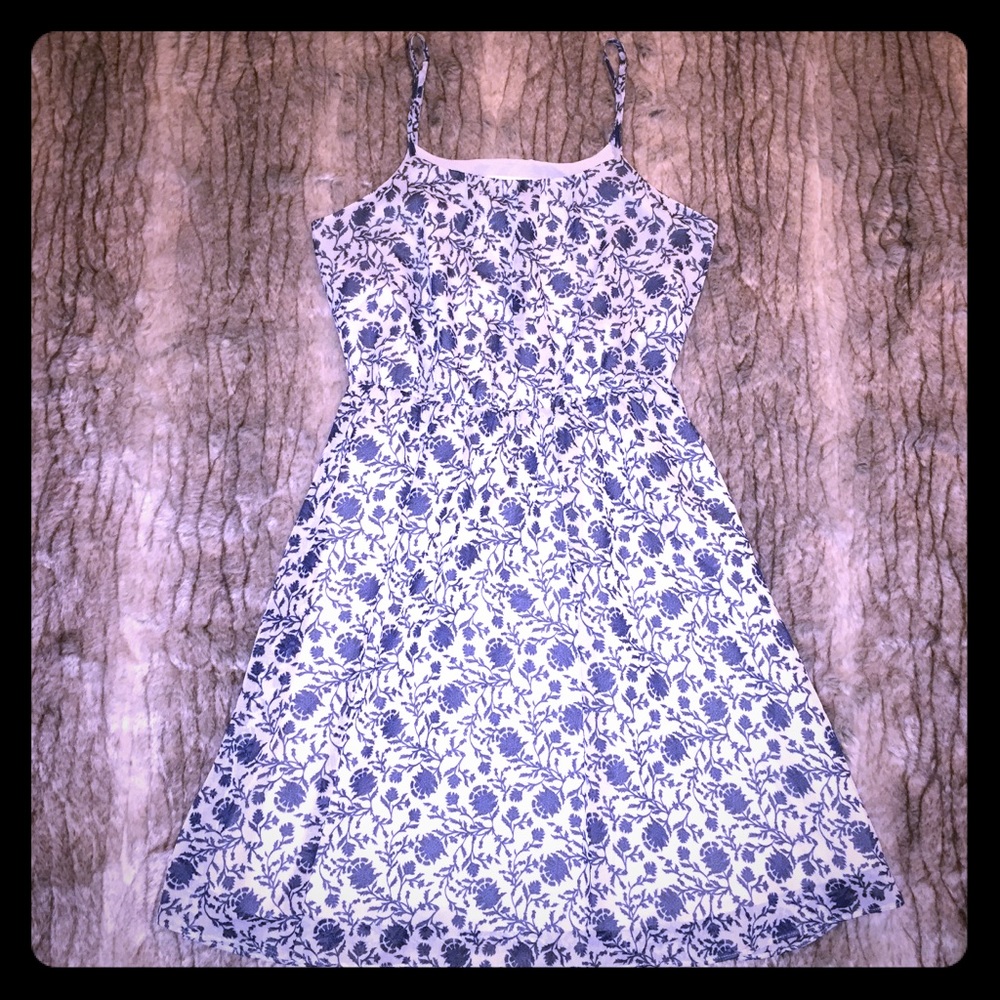 Ann Taylor LOFT blue white floral slip dress XSP